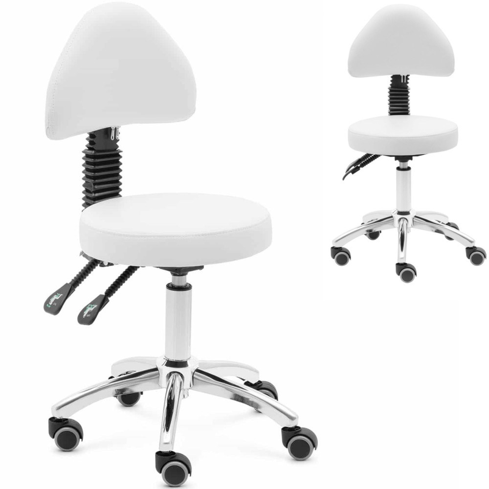 Silla giratoria cosmética con ruedas sobre ruedas 48-55 cm Toro - Blanco