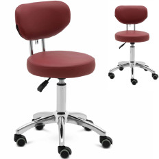 Cosmetic swivel chair with backrest on wheels 46-60 cm ASCONA - burgundy