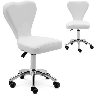 Cadeira cosmética com rotação sobre rodas 49-63 cm Pully - Branco