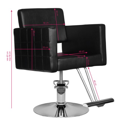 Hair System kappersstoel HS33 zwart — zijaanzicht