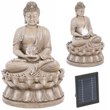 Fontän. Solar Garden Cascade med LED Buddha Belysning 2 W