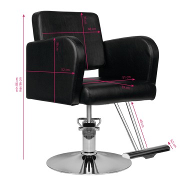 Hair System Friseurstuhl HS92 Schwarz — Seitenansicht