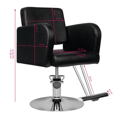 Sillón de peluquería Hair System HS92 negro — vista lateral