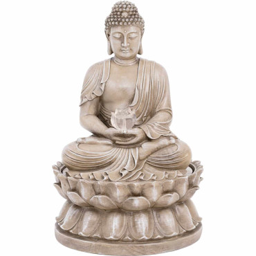 Strūklaku. Saules dārza kaskāde ar LED Buddha apgaismojumu 2 W