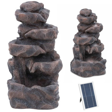 Fontána. Záhradná kaskáda. Solárne viacúrovňové s osvetlením. LED vzor. ROCKS 6 IN