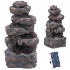 Βρύση. Κήπος καταρράκτη. Ηλιακό πολλαπλό επίπεδο με φωτισμό. LED μοτίβο. Βράχοι 6 σε