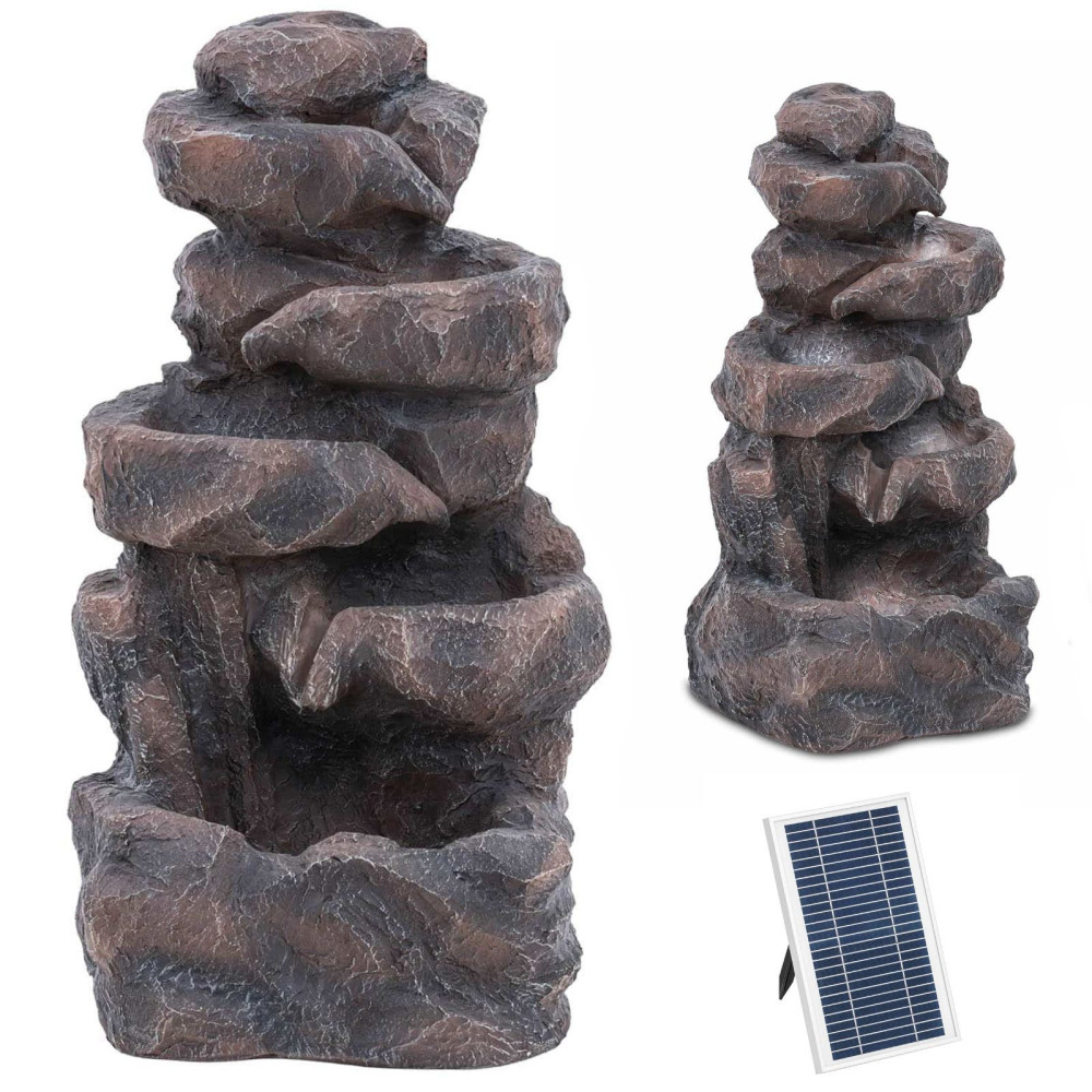 Fontána. Záhradná kaskáda. Solárne viacúrovňové s osvetlením. LED vzor. ROCKS 6 IN