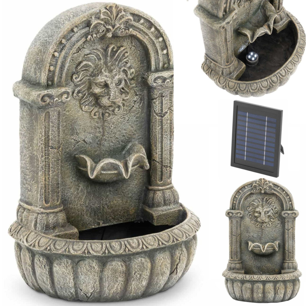 Vodnjak. Vrt Cascade. Solarno drevo z LED osvetlitvijo. Lion's Head 2 W