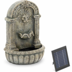 Brunnen. Gartenkaskade. Solarbaum mit LED-Beleuchtung. Löwenkopf 2 w