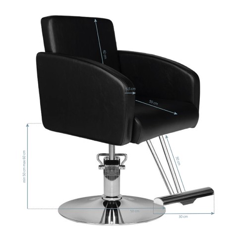 Frizerski stol Hair System HS40 črn — stranski pogled