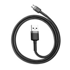 Cable elástico duradero USB Microusb QC3.0 2.4A 0.5M Negro y gris