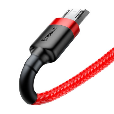 Izturīgs elastīgs kabelis USB microUSB QC3.0 2.4A 1m sarkanais kabelis