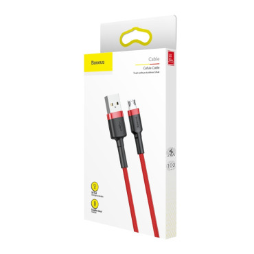 Izturīgs elastīgs kabelis USB microUSB QC3.0 2.4A 1m sarkanais kabelis