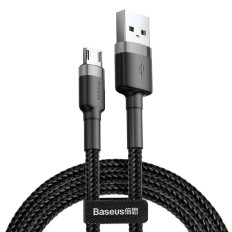 Odolný elastický kabel USB MicroUSB QC3.0 2,4A 1m černá a šedá