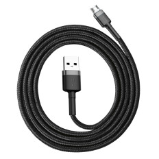 Odolný elastický kabel USB MicroUSB QC3.0 2,4A 1m černá a šedá