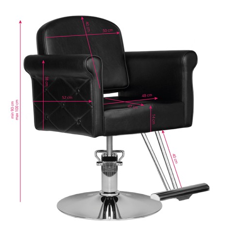 Hair System HS69 frisörstol svart — sidosida