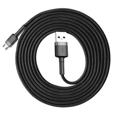 Izturīgs elastīgs kabelis USB microusb 1.5a 2m melnā pelēka kabelis