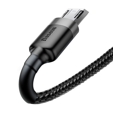 Izturīgs elastīgs kabelis USB microusb 1.5a 2m melnā pelēka kabelis