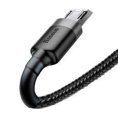 Tartós rugalmas kábel USB MicroUSB 1.5A 2M fekete-szürke kábel