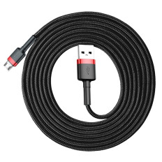 Cabo elástico durável USB MicroUSB 1.5A 2M Cabo preto-vermelho