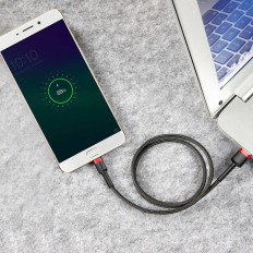 Cabo elástico durável USB MicroUSB 1.5A 2M Cabo preto-vermelho