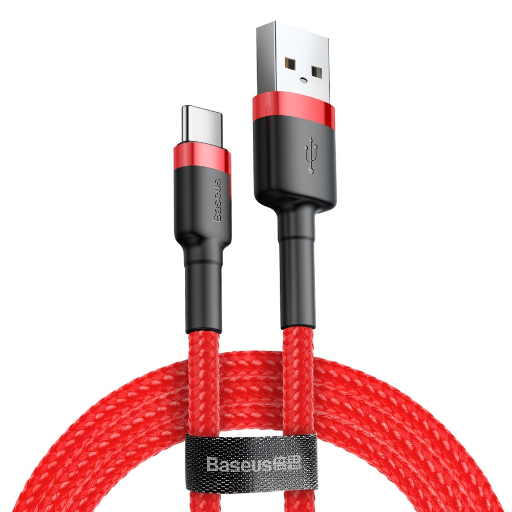 Izturīgs elastīgs kabelis USB-C QC3.0 USB kabelis 3A 0.5m sarkans
