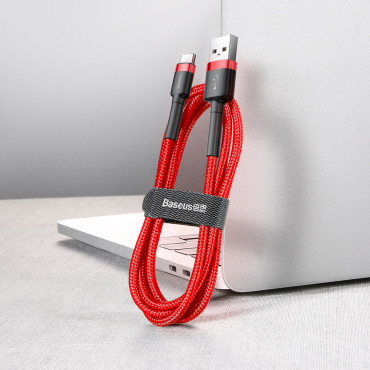 Izturīgs elastīgs kabelis USB-C QC3.0 USB kabelis 3A 0.5m sarkans