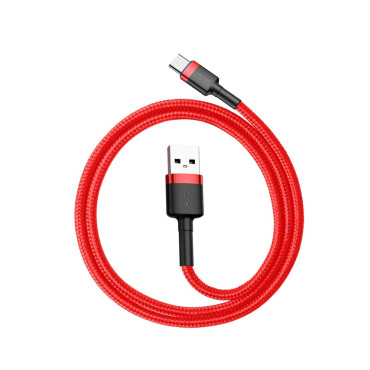 Izturīgs elastīgs kabelis USB-C QC3.0 USB kabelis 3A 0.5m sarkans