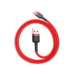 Izturīgs elastīgs kabelis USB-C QC3.0 USB kabelis 3A 0.5m sarkans