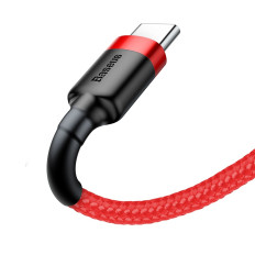Tartós rugalmas kábel USB-C QC3.0 USB kábel 3A 1m piros