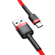 Durable elastisk kabel USB-C QC3.0 USB-kabel 3A 1m röd