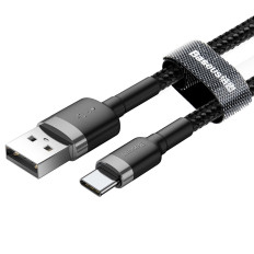 Durable elastisk kabel USB-C QC3.0 3A 1M svartgrå USB-kabel