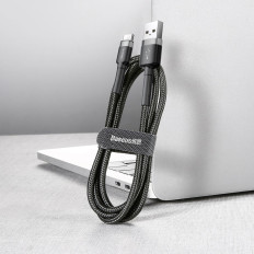 Durable elastisk kabel USB-C QC3.0 3A 1M svartgrå USB-kabel