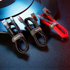 Durable elastisk kabel USB-C QC3.0 3A 1M svartgrå USB-kabel