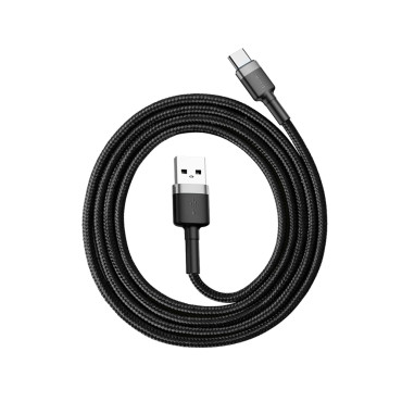 Durable elastisk kabel USB-C QC3.0 3A 1M svartgrå USB-kabel