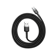 Durable elastisk kabel USB-C QC3.0 3A 1M svartgrå USB-kabel