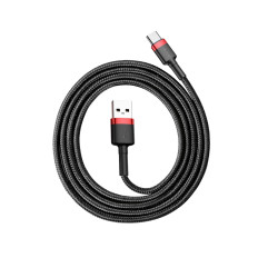 Odolný elastický kabel USB-C QC3.0 3A 1m černá červená