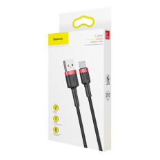 Cavo elasticizzato durevole USB-C QC3.0 3A 1M nero-rosso