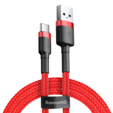 Cabo elástico durável USB USB-C QC3.0 2A 2M cabo vermelho