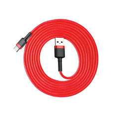 Izturīgs elastīgs kabelis USB USB-C QC3.0 2A 2m sarkanais kabelis