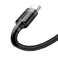 Slitesterkt elastisk kabel USB-C QC3.0 2A 2M svart-grå