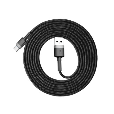 Izturīgs elastīgs kabelis USB-C QC3.0 2A 2m melnā pelēka