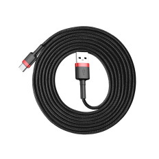 Holdbar elastisk kabel USB-C QC3.0 2A 2M Sort Rødt kabel