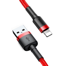 Duurzame elastische kabel USB-kabel iPhone-iphone-bliksem QC3.0 2.4A 0.5m Rood