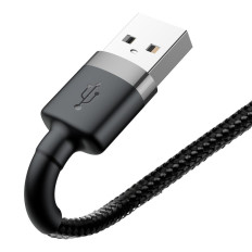 Dauerhaftes elastisches Kabel-USB-Kabel iPhone Blitz QC3.0 2.4A 0.5m schwarz und grau