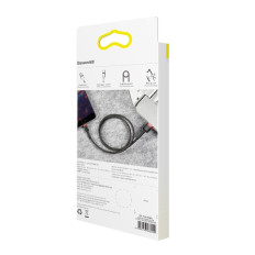 Izturīgs elastīgs kabelis USB kabelis iPhone zibens QC3.0 2.4A 0.5m melns un sarkans