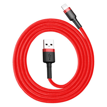 Izturīgs elastīgs kabelis USB kabelis IPHONE zibens QC3.0 2.4A 1m sarkans