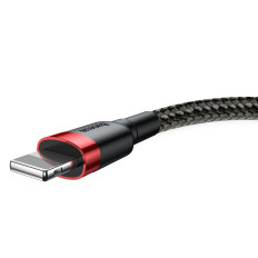 Cavo Elastico durevole Cavo USB iPhone Lightning QC3.0 2.4a 1m nero e rosso
