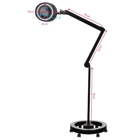 Candeeiro de Ampliação Elegante 6025 60 LED SMD 5D Preto com Tripé