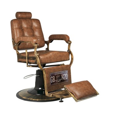 Sillón de barbero Gabbiano Boss Old Leather marrón claro — vista lateral